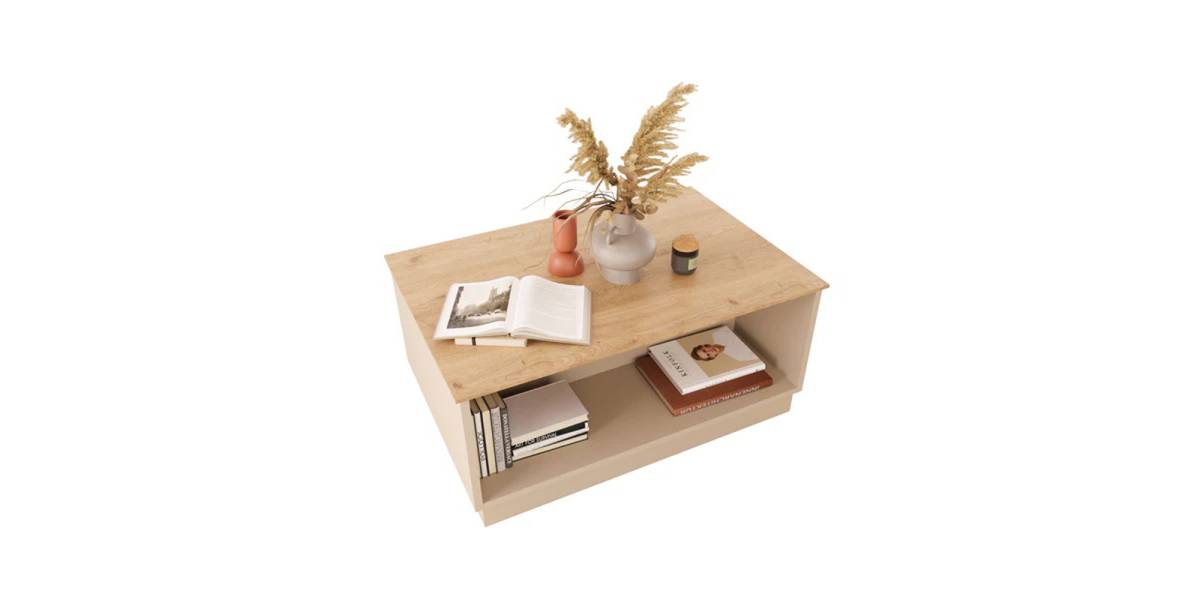 Τραπέζι Monik pakoworld σε oak-ανοιχτό γκρι απόχρωση 90x56x40εκ