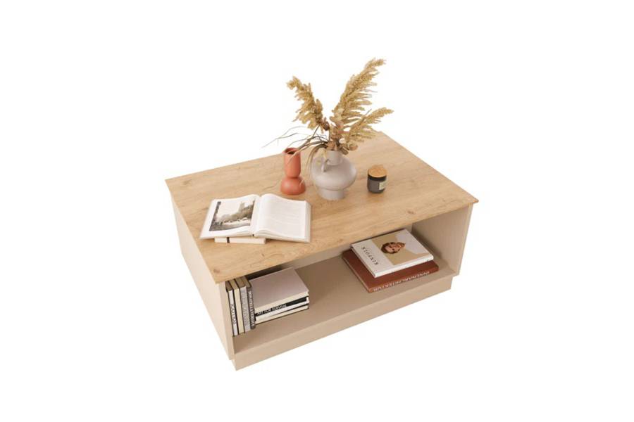 Τραπέζι Monik pakoworld σε oak-ανοιχτό γκρι απόχρωση 90x56x40εκ