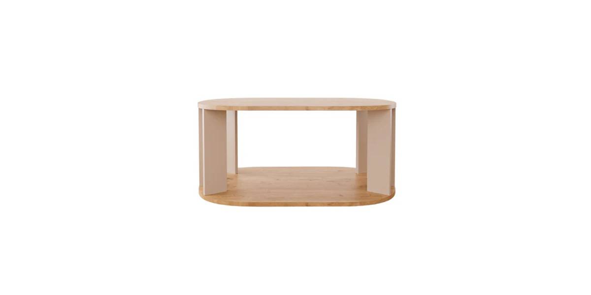 Τραπέζι Solka pakoworld σε oak απόχρωση με ανοιχτό γκρι 90x56x40εκ