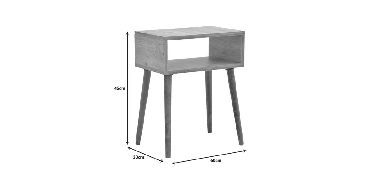 Κομοδίνο Hank pakoworld σε φυσική απόχρωση 45x30x60εκ