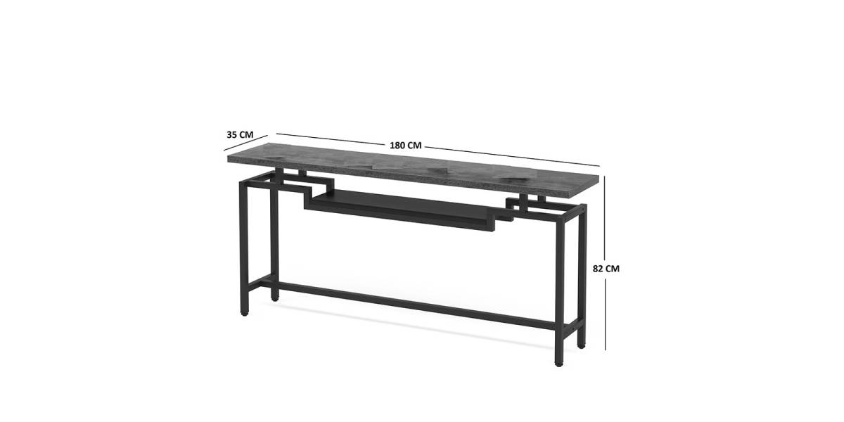 Κονσόλα Onole pakoworld σε καρυδί - μαύρο μέταλλο 180x35x82εκ