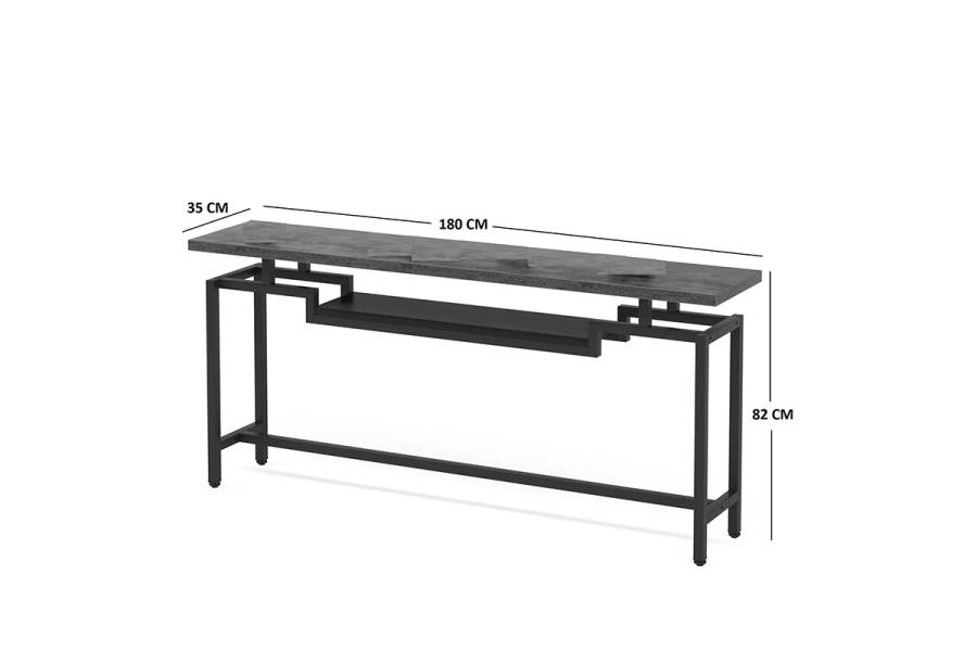 Κονσόλα Onole pakoworld σε καρυδί - μαύρο μέταλλο 180x35x82εκ