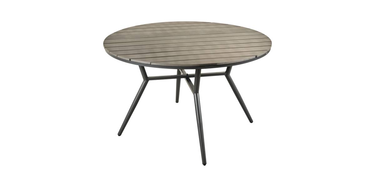 Τραπέζι Appa pakoworld αλουμίνιο και plywood σε ανθρακί απόχρωση Φ120x74εκ