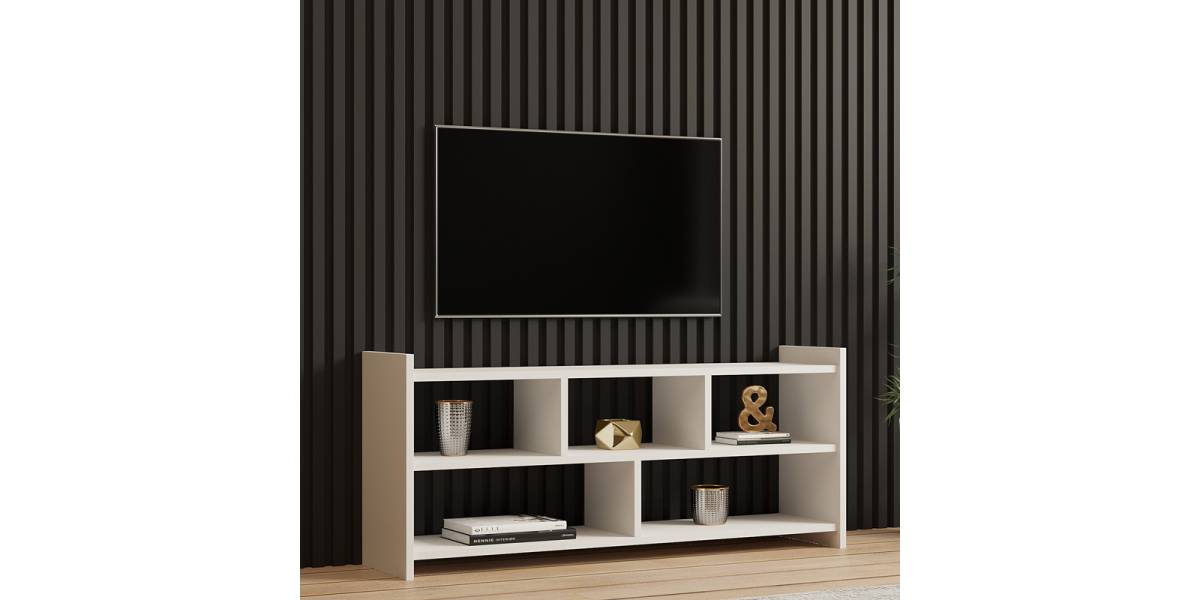 Έπιπλο τηλεόρασης Kapri pakoworld σε λευκή απόχρωση 120x28x55εκ
