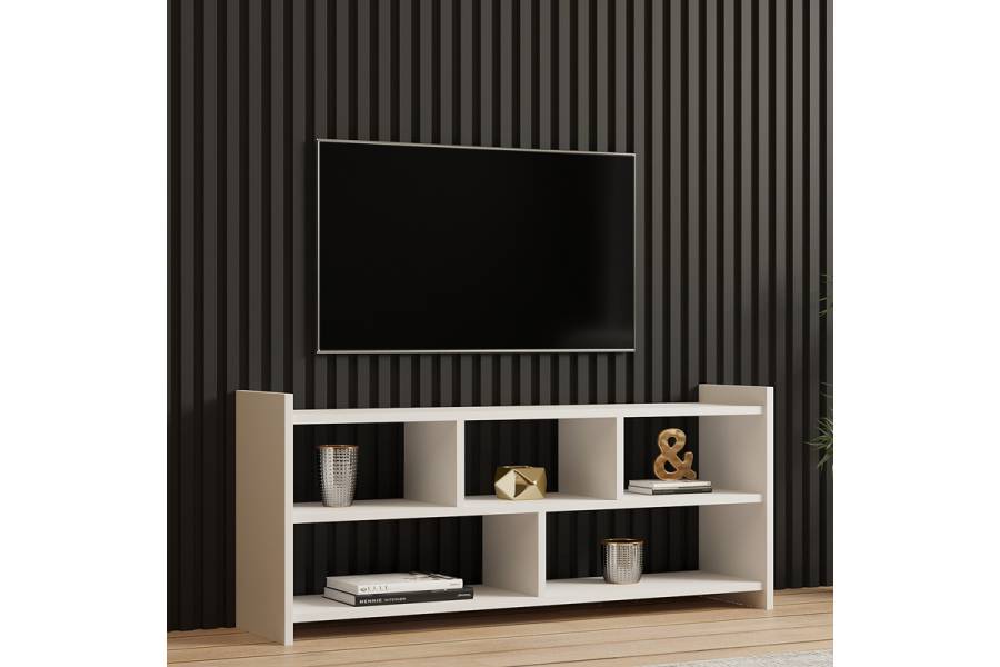 Έπιπλο τηλεόρασης Kapri pakoworld σε λευκή απόχρωση 120x28x55εκ