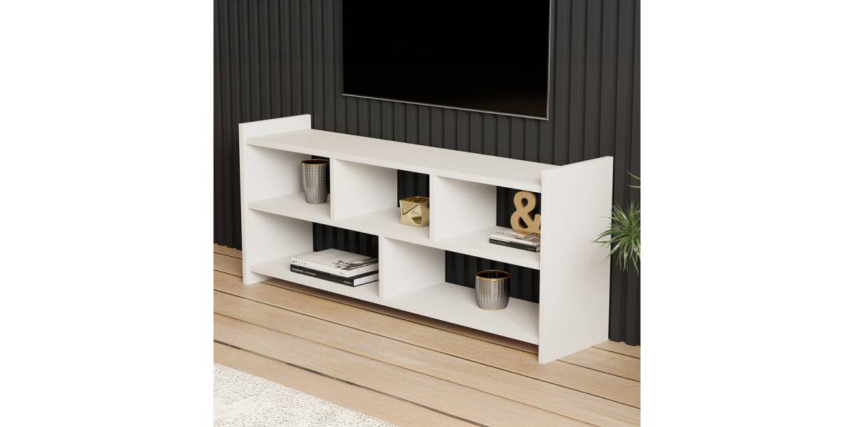 Έπιπλο τηλεόρασης Kapri pakoworld σε λευκή απόχρωση 120x28x55εκ