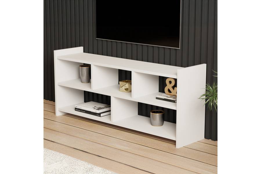 Έπιπλο τηλεόρασης Kapri pakoworld σε λευκή απόχρωση 120x28x55εκ