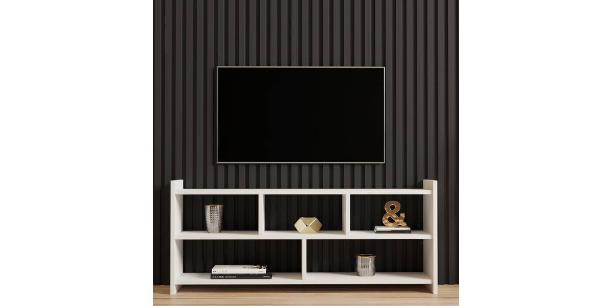Έπιπλο τηλεόρασης Kapri pakoworld σε λευκή απόχρωση 120x28x55εκ