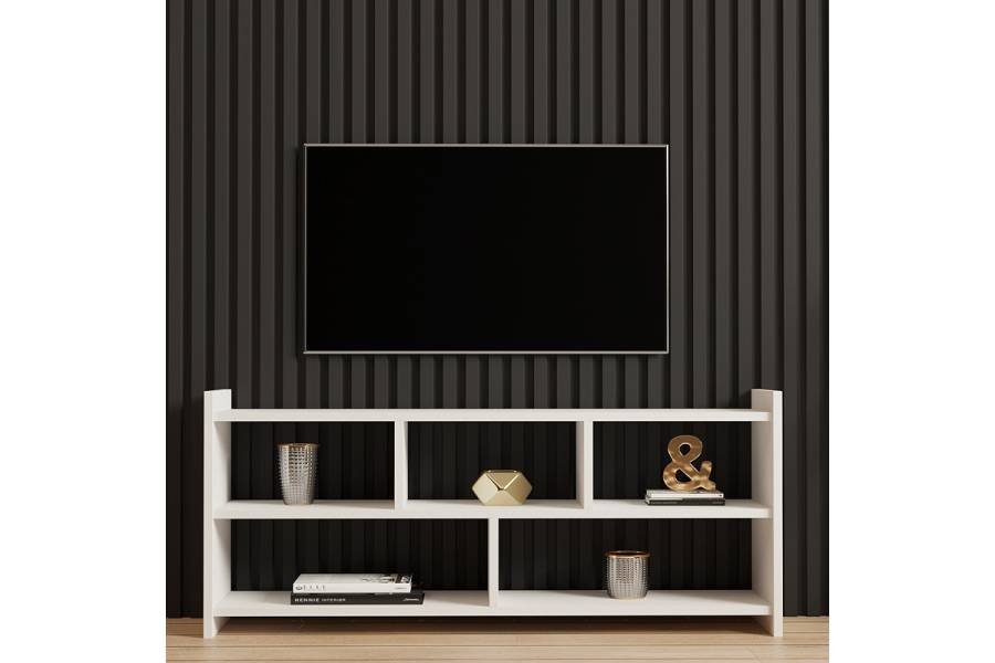 Έπιπλο τηλεόρασης Kapri pakoworld σε λευκή απόχρωση 120x28x55εκ