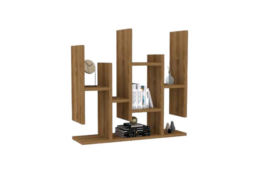 Ραφιέρα τοίχου Bemba pakoworld σε καρυδί απόχρωση 70x19,6x68,8εκ