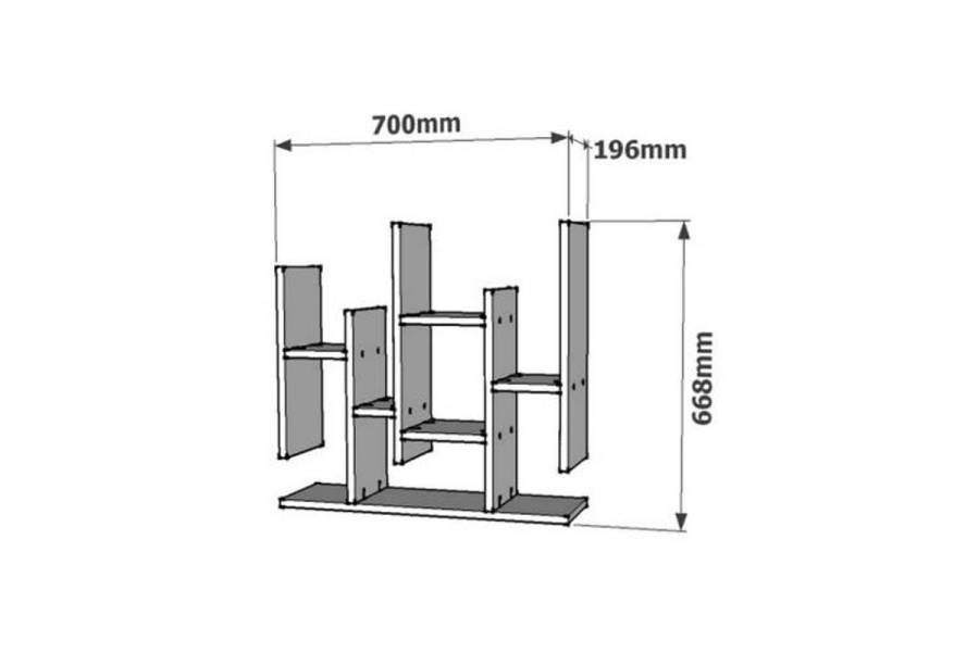 Ραφιέρα τοίχου Bemba pakoworld σε καρυδί απόχρωση 70x19,6x68,8εκ