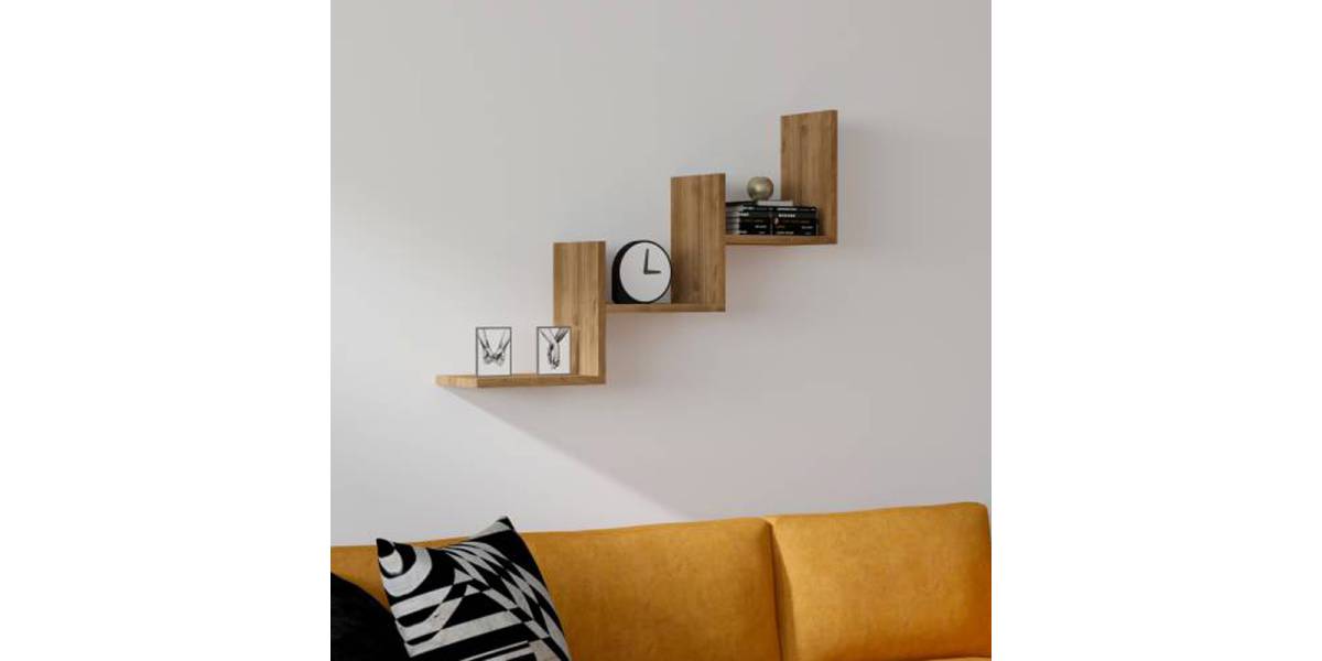Ραφιέρα τοίχου Mauer pakoworld σε καρυδι απόχρωση 90x19,6x60εκ
