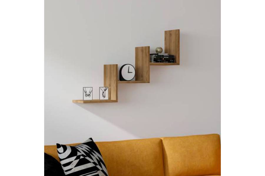 Ραφιέρα τοίχου Mauer pakoworld σε καρυδι απόχρωση 90x19,6x60εκ