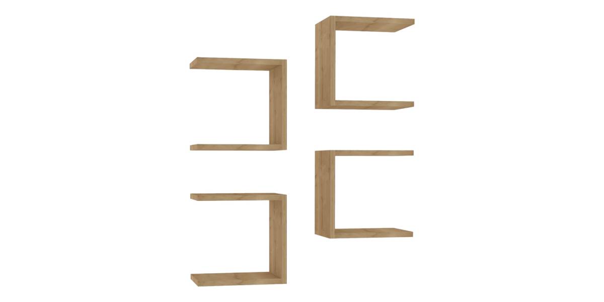 Ραφιέρα τοίχου Perari pakoworld 4τεμ.σε oak απόχρωση 30x19.6x30εκ