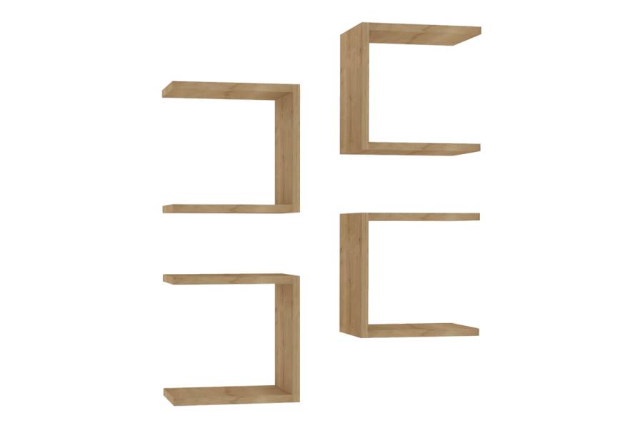 Ραφιέρα τοίχου Perari pakoworld 4τεμ.σε oak απόχρωση 30x19.6x30εκ