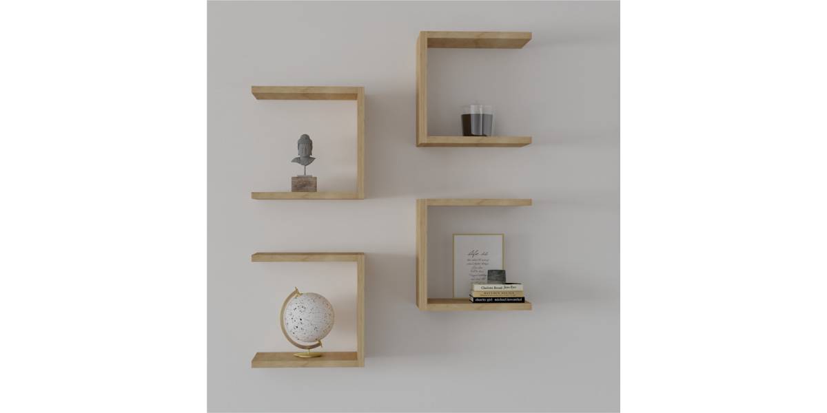 Ραφιέρα τοίχου Perari pakoworld 4τεμ.σε oak απόχρωση 30x19.6x30εκ