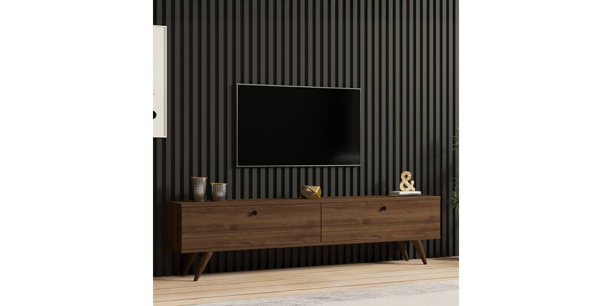 Έπιπλο τηλεόρασης Jate pakoworld σε καρυδί απόχρωση 160x25x40εκ