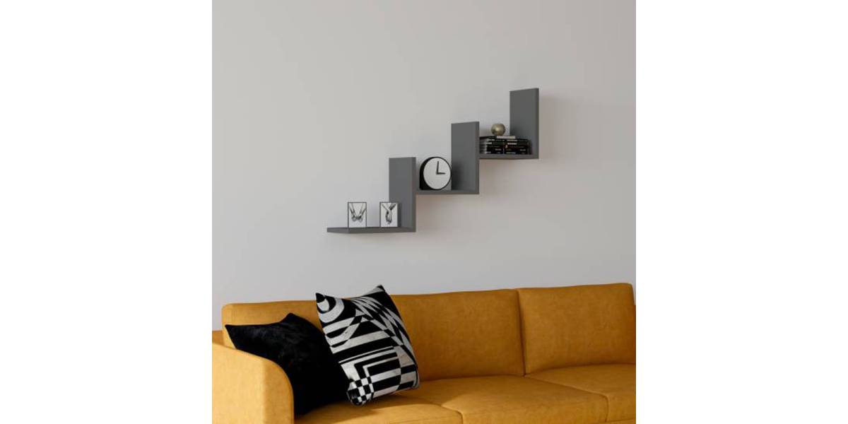 Ραφιέρα τοίχου Mauer pakoworld σε ανθρακί απόχρωση 90x19,6x60εκ