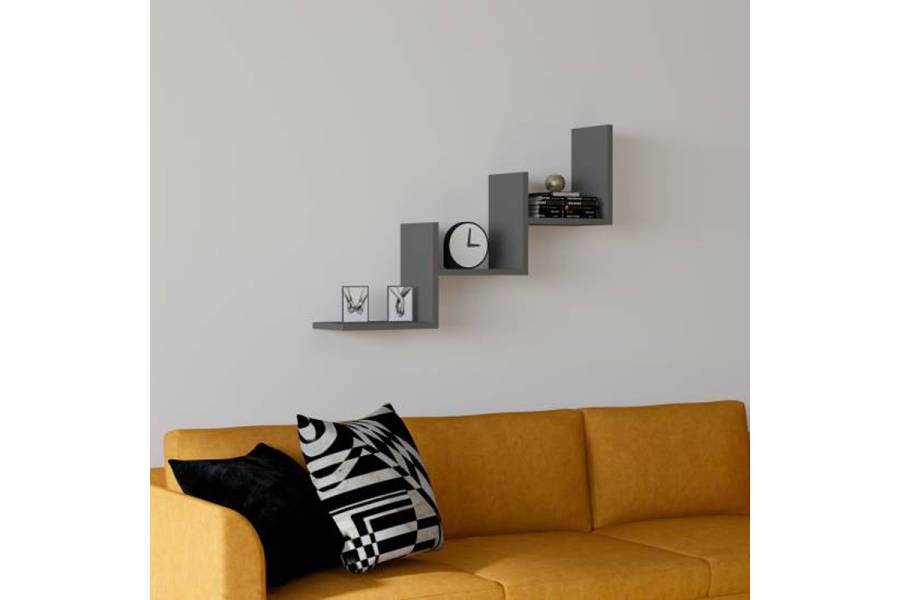Ραφιέρα τοίχου Mauer pakoworld σε ανθρακί απόχρωση 90x19,6x60εκ