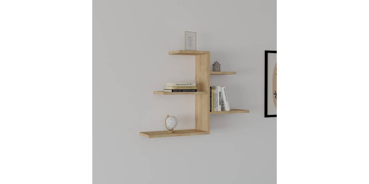 Ραφιέρα τοίχου Callum pakoworld σε oak απόχρωση 82.2x19,6x48εκ