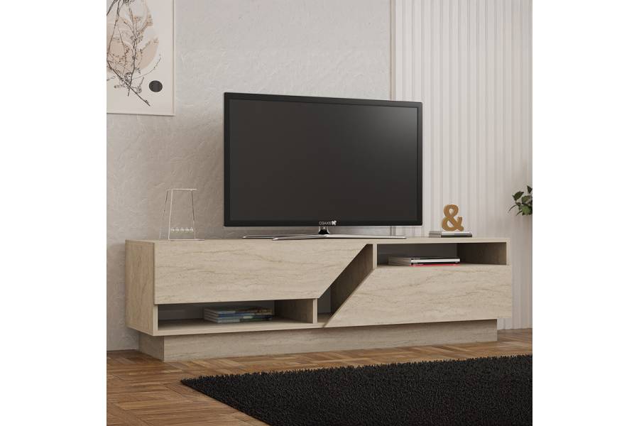Έπιπλο τηλεόρασης Cogo pakoworld σε όψη τραβερτίνας 160x40x45εκ