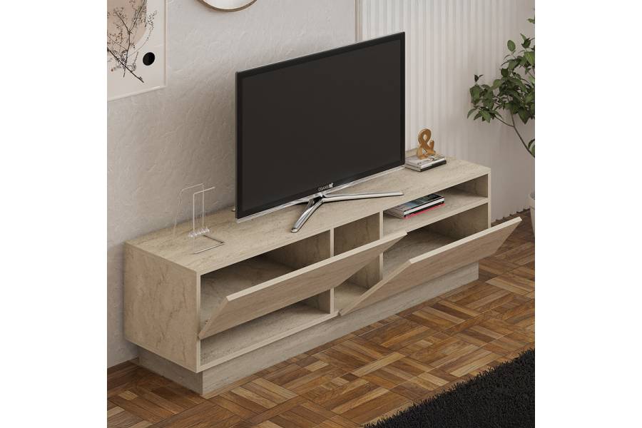 Έπιπλο τηλεόρασης Cogo pakoworld σε όψη τραβερτίνας 160x40x45εκ