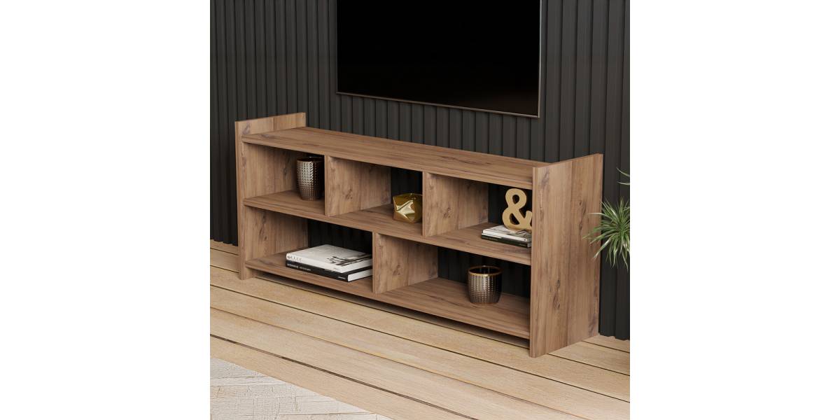 Έπιπλο τηλεόρασης Kapri pakoworld σε sonoma απόχρωση 120x28x55εκ