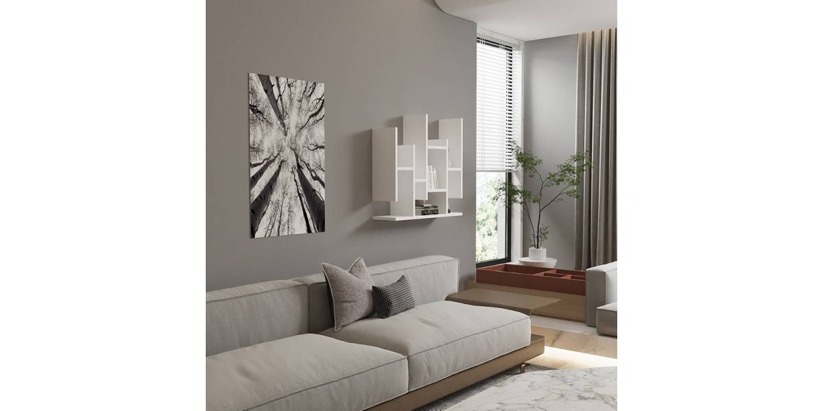 Ραφιέρα τοίχου Bemba pakoworld σε λευκή απόχρωση 70x19,6x68,8εκ