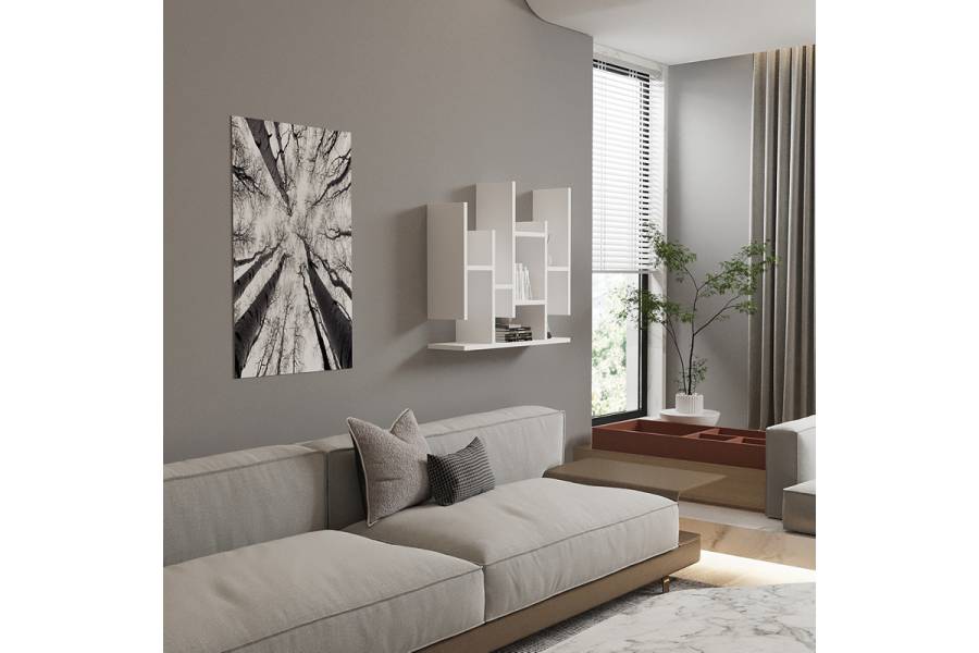 Ραφιέρα τοίχου Bemba pakoworld σε λευκή απόχρωση 70x19,6x68,8εκ