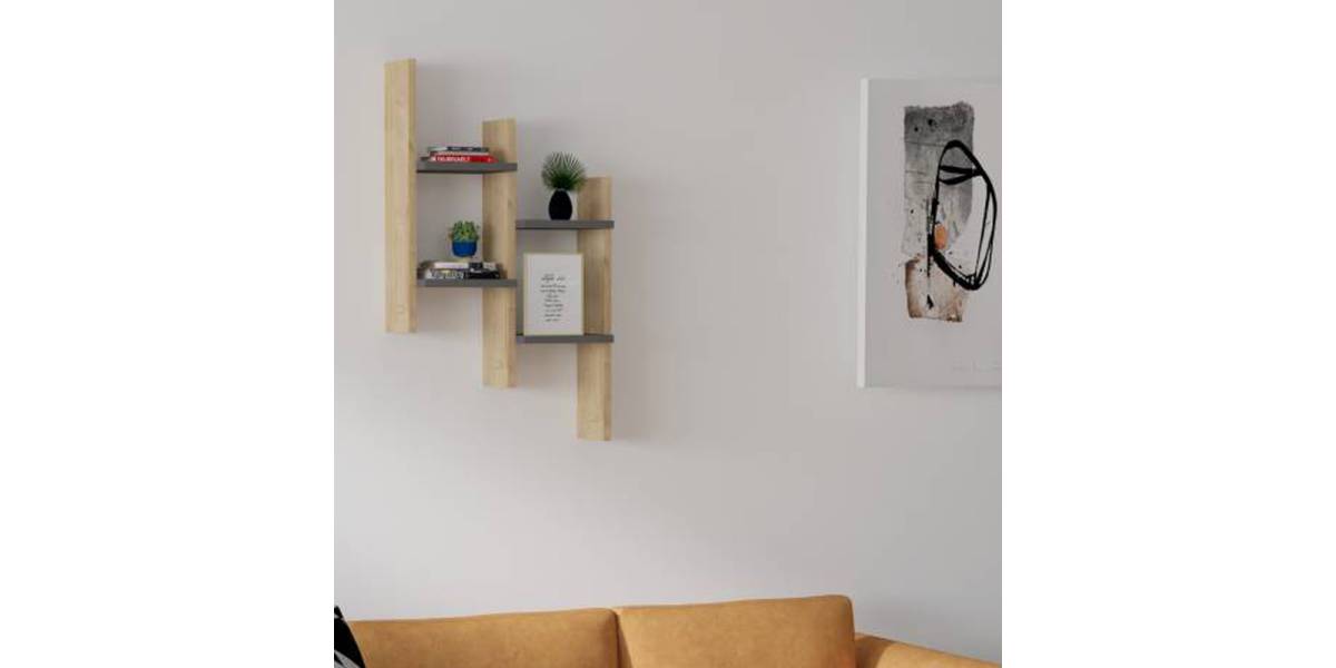 Ραφιέρα τοίχου Tabal pakoworld σε oak απόχρωση 49.4x14.5x85εκ