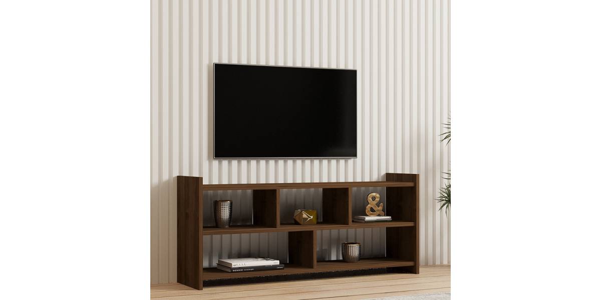 Έπιπλο τηλεόρασης Kapri pakoworld σε καρυδί απόχρωση 120x28x55εκ