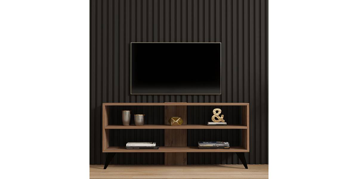 Έπιπλο τηλεόρασης Prestige pakoworld σε sonoma απόχρωση 120x29,6x50εκ