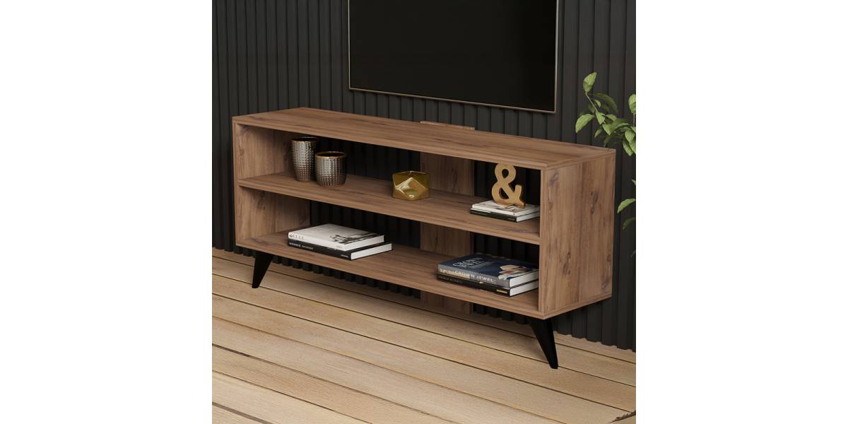 Έπιπλο τηλεόρασης Prestige pakoworld σε sonoma απόχρωση 120x29,6x50εκ