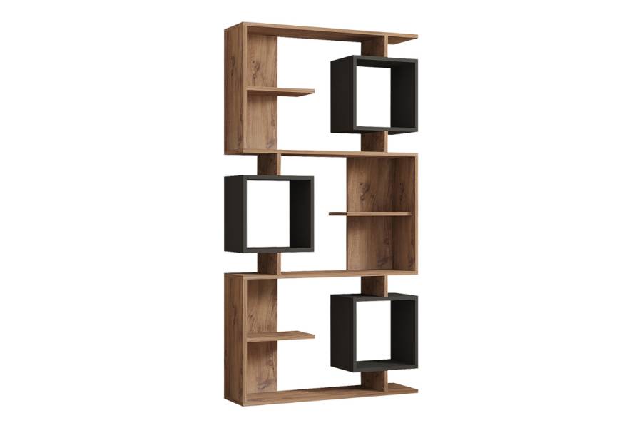 Βιβλιοθήκη Cubix pakoworld σε sonoma-ανθρακί απόχρωση 90x24,6x171,90εκ
