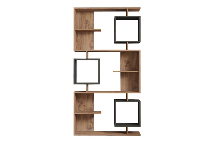 Βιβλιοθήκη Cubix pakoworld σε sonoma-ανθρακί απόχρωση 90x24,6x171,90εκ