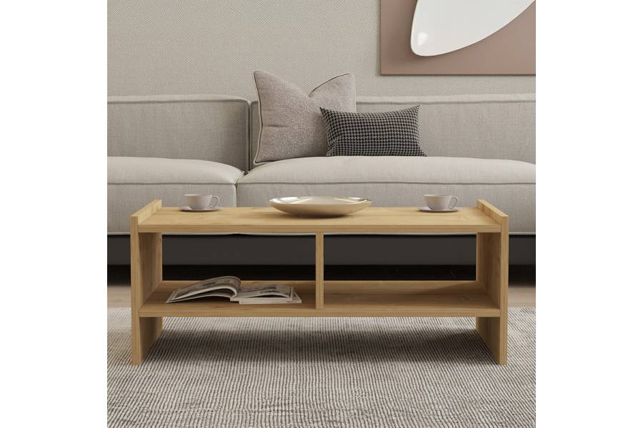 Τραπέζι σαλονιού Tiena pakoworld σε oak απόχρωση 90x50x35εκ