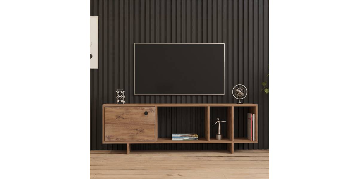 Έπιπλο τηλεόρασης Mueble pakoworld σε sonoma απόχρωση 140x29x45εκ