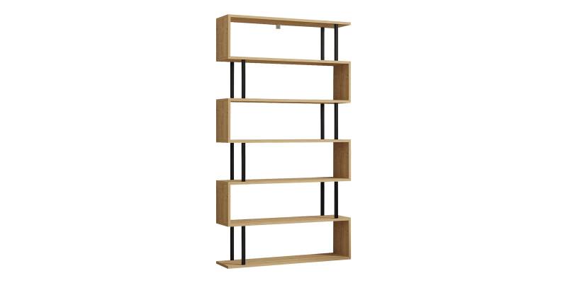 Βιβλιοθήκη Ziza pakoworld σε oak απόχρωση 90x22x162.6εκ