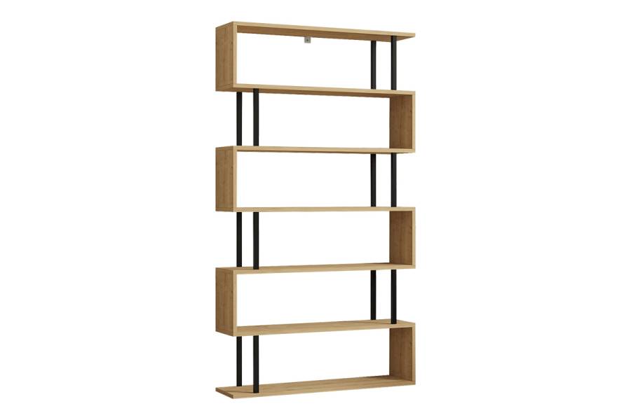 Βιβλιοθήκη Ziza pakoworld σε oak απόχρωση 90x22x162.6εκ