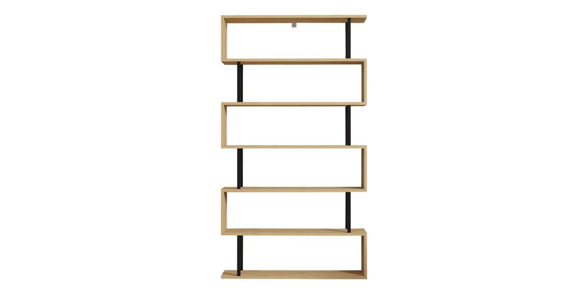 Βιβλιοθήκη Ziza pakoworld σε oak απόχρωση 90x22x162.6εκ