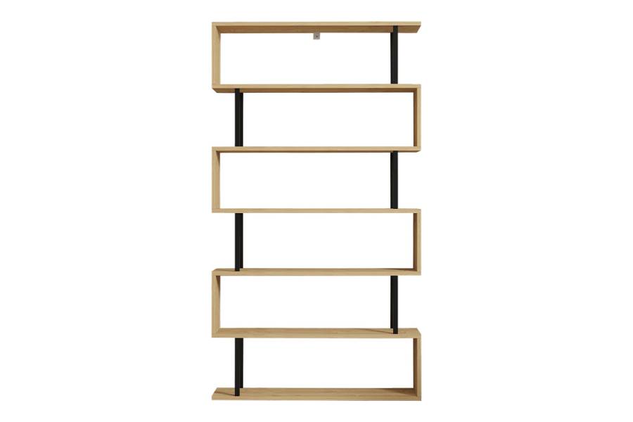 Βιβλιοθήκη Ziza pakoworld σε oak απόχρωση 90x22x162.6εκ