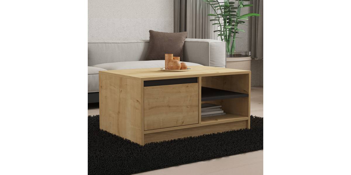 Τραπέζι σαλονιού Narli pakoworld σε oak απόχρωση 90x60x45εκ