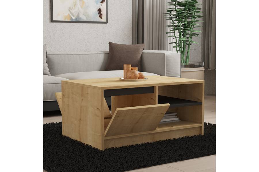Τραπέζι σαλονιού Narli pakoworld σε oak απόχρωση 90x60x45εκ