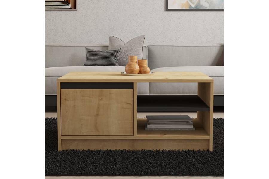 Τραπέζι σαλονιού Narli pakoworld σε oak απόχρωση 90x60x45εκ