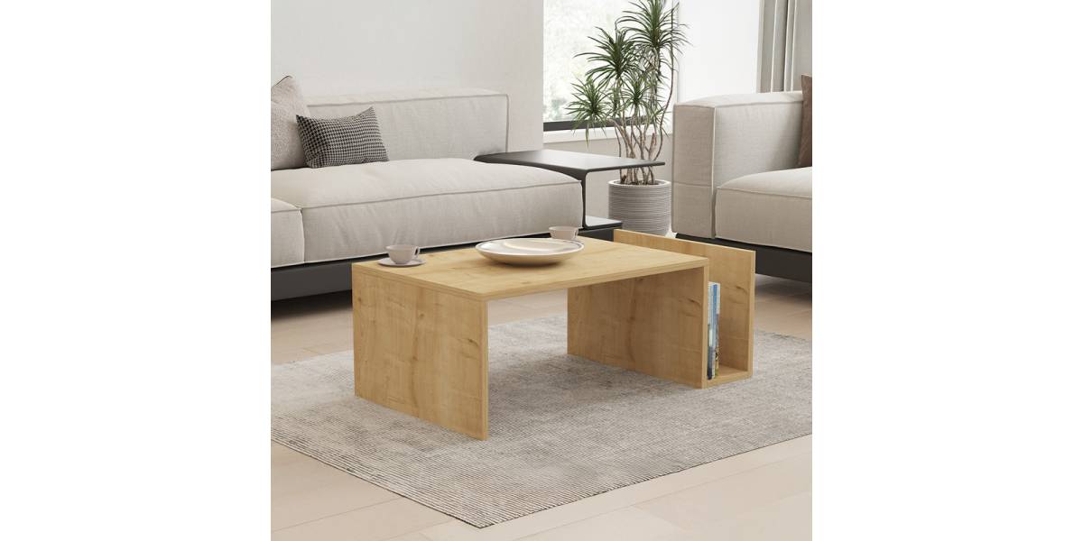 Τραπέζι σαλονιού Poko pakoworld σε oak απόχρωση 86.8x50x32,4εκ