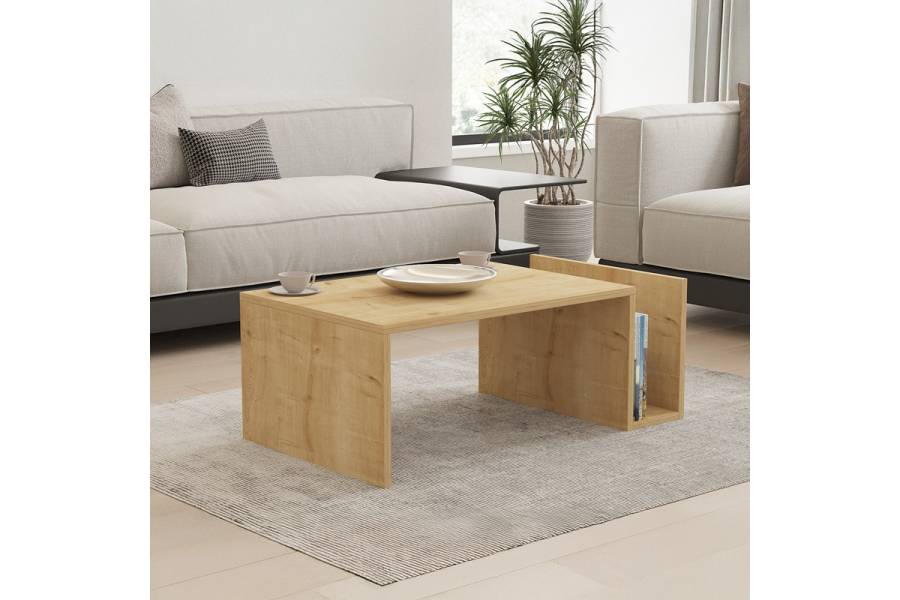 Τραπέζι σαλονιού Poko pakoworld σε oak απόχρωση 86.8x50x32,4εκ