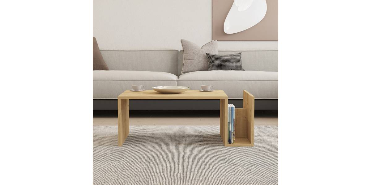 Τραπέζι σαλονιού Poko pakoworld σε oak απόχρωση 86.8x50x32,4εκ