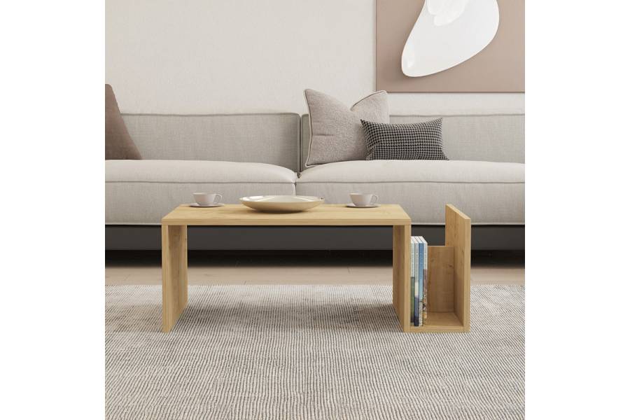 Τραπέζι σαλονιού Poko pakoworld σε oak απόχρωση 86.8x50x32,4εκ