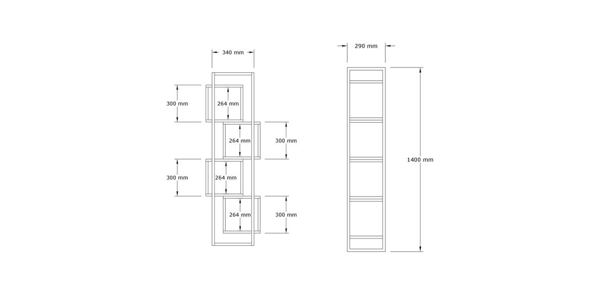 Βιβλιοθήκη Gridur pakoworld σε σκούρο καρυδί απόχρωση 44x29x140εκ