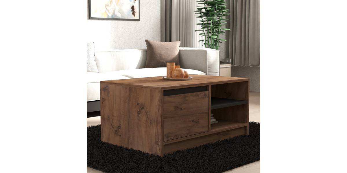 Τραπέζι σαλονιού Narli pakoworld σε sonoma απόχρωση 90x60x45εκ